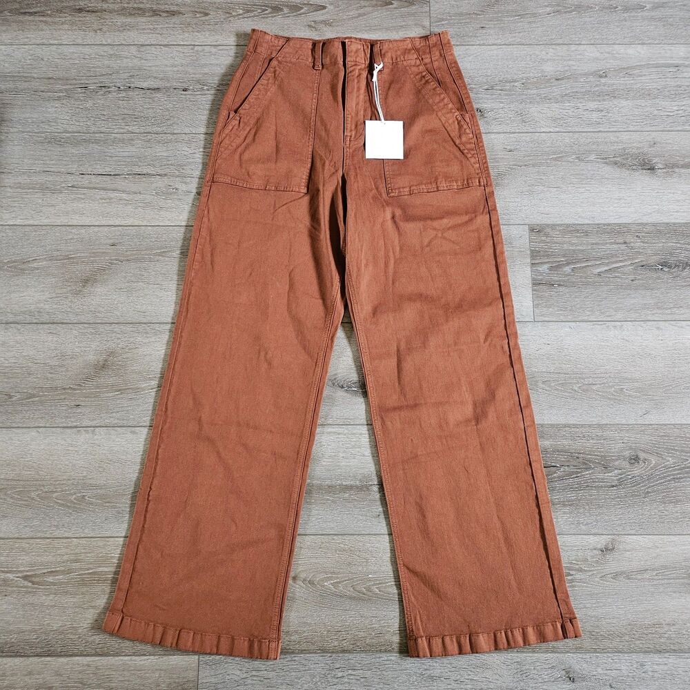 NWT Pistola Penny Super High Rise Wide Leg Pants Womens 30 in Spice Stretch Boho - Picture 1 of 6